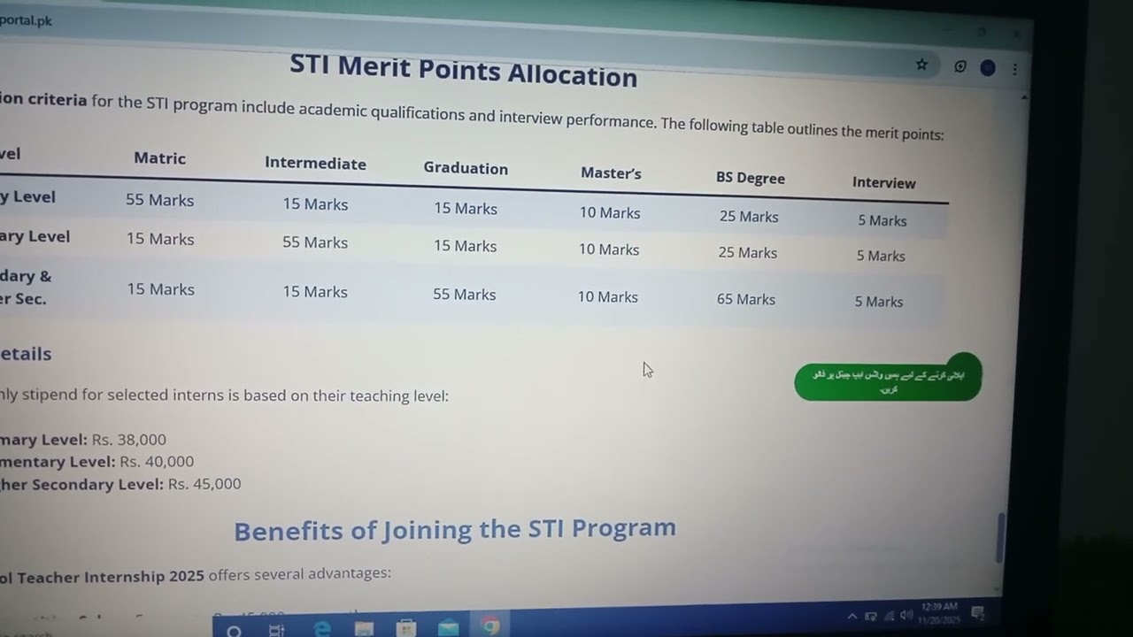 STI Jobs Merit Criteria 