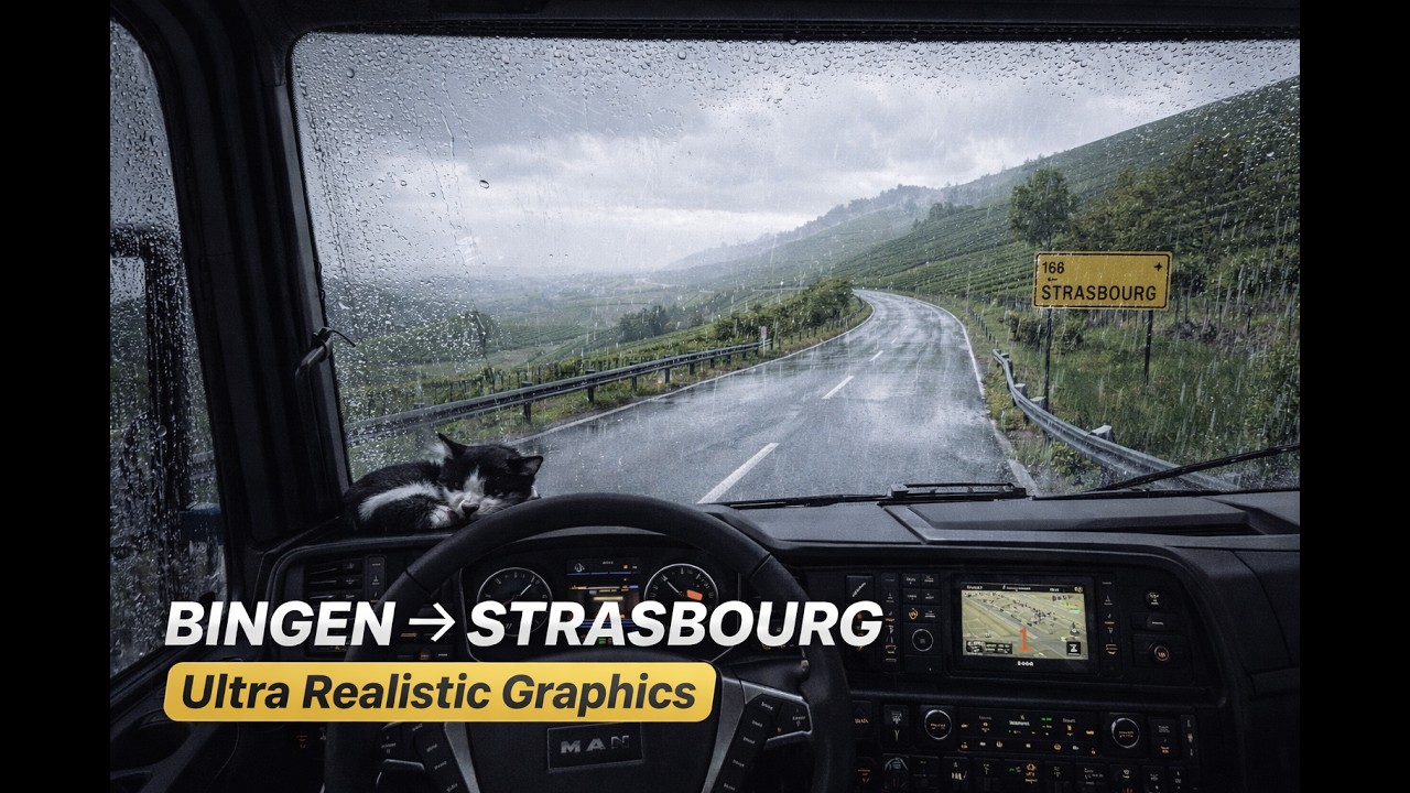 Euro Truck Simulator 2 Ultra Realistic Graphics | Rain Drive Bingen am Rhein to Strasbourg