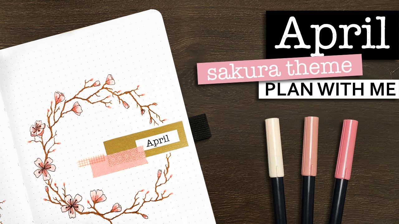 APRIL BULLET JOURNAL SETUP 💜 Cherry blossom theme bujo