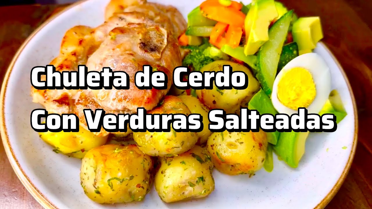 Chuleta de cerdo con verduras salteadas, una receta fácil para salir de apuros👌👨🏿‍🍳🔥🍳