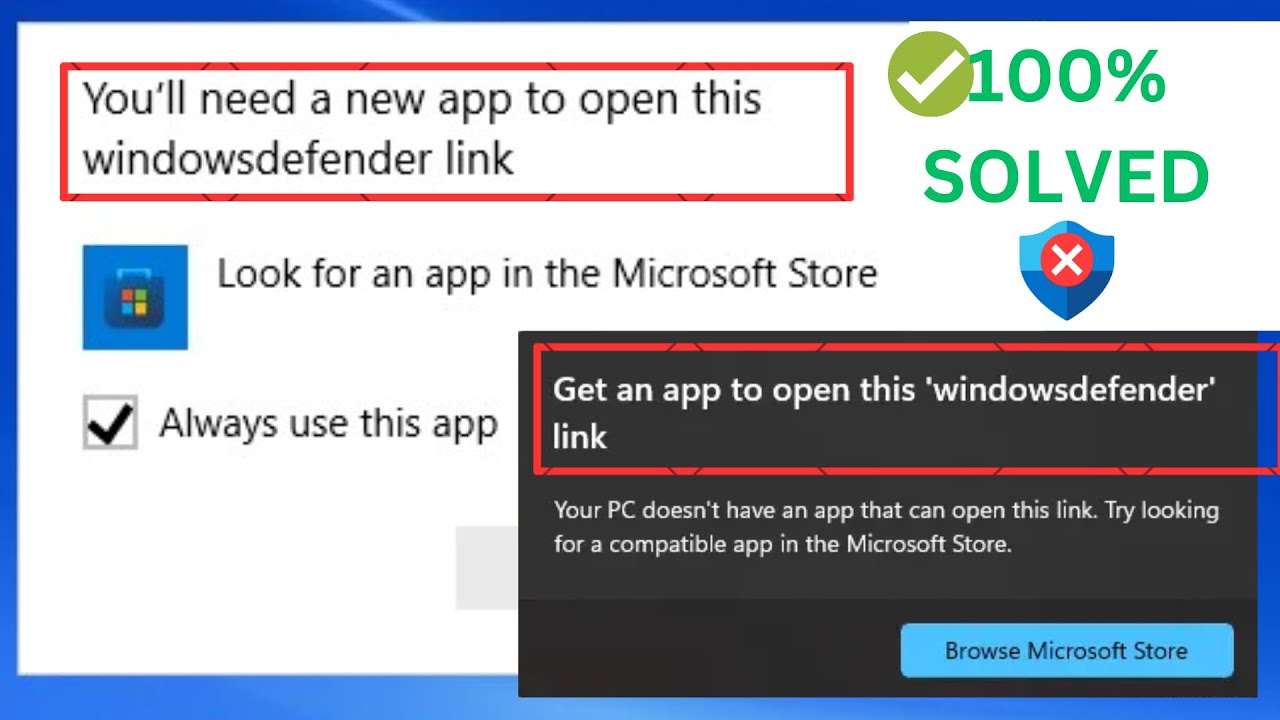 ✅2024 Updated Fix - You'll Need a New App To Open This Windowsdefender Link  In Windows 11/10
