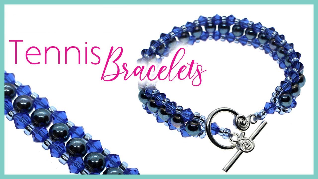 Making a Tennis Bracelet today, using Hematite Beads and Sparkling Bicone Beads.