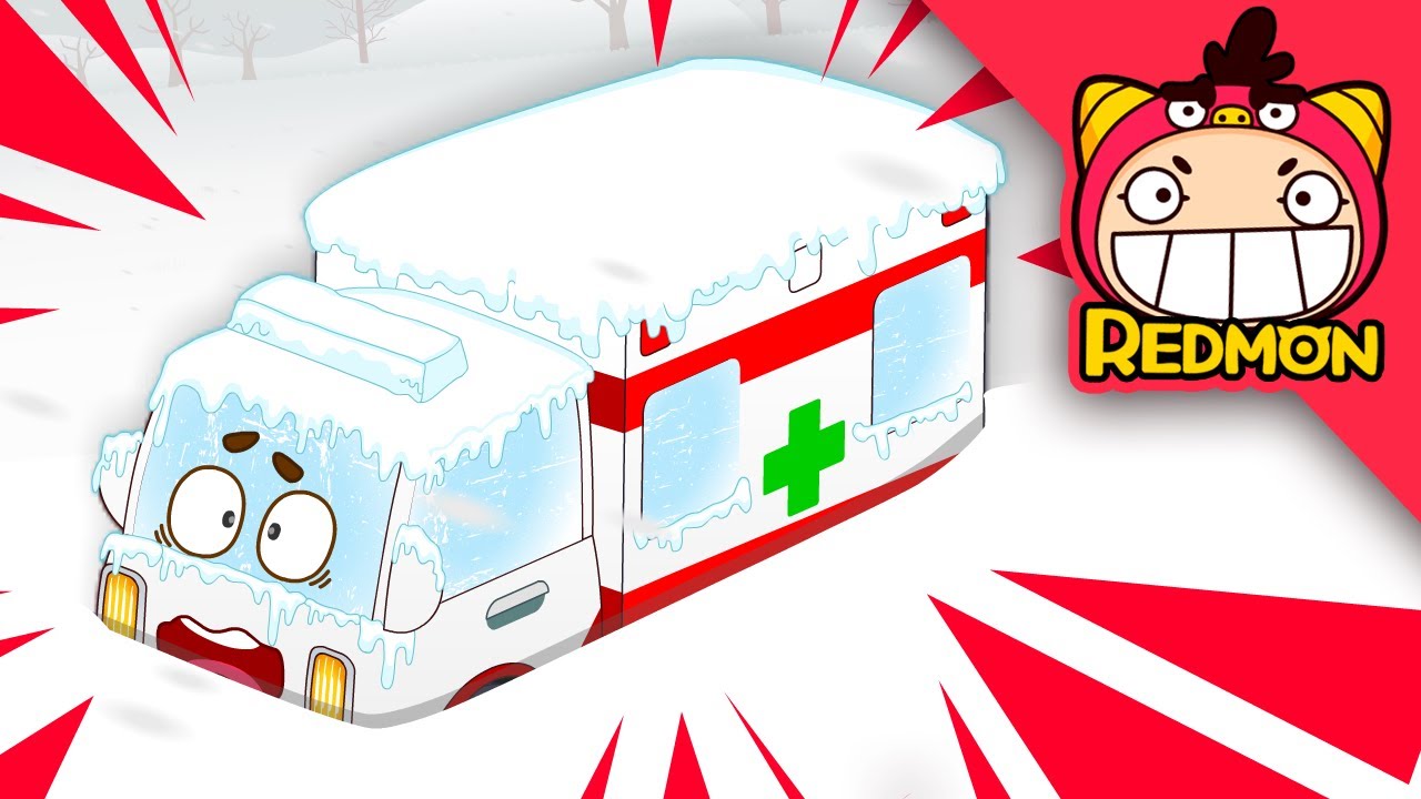 Ambulance covered in snow | Easy Clean Repair Shop | 4K Cartoons | REDMON