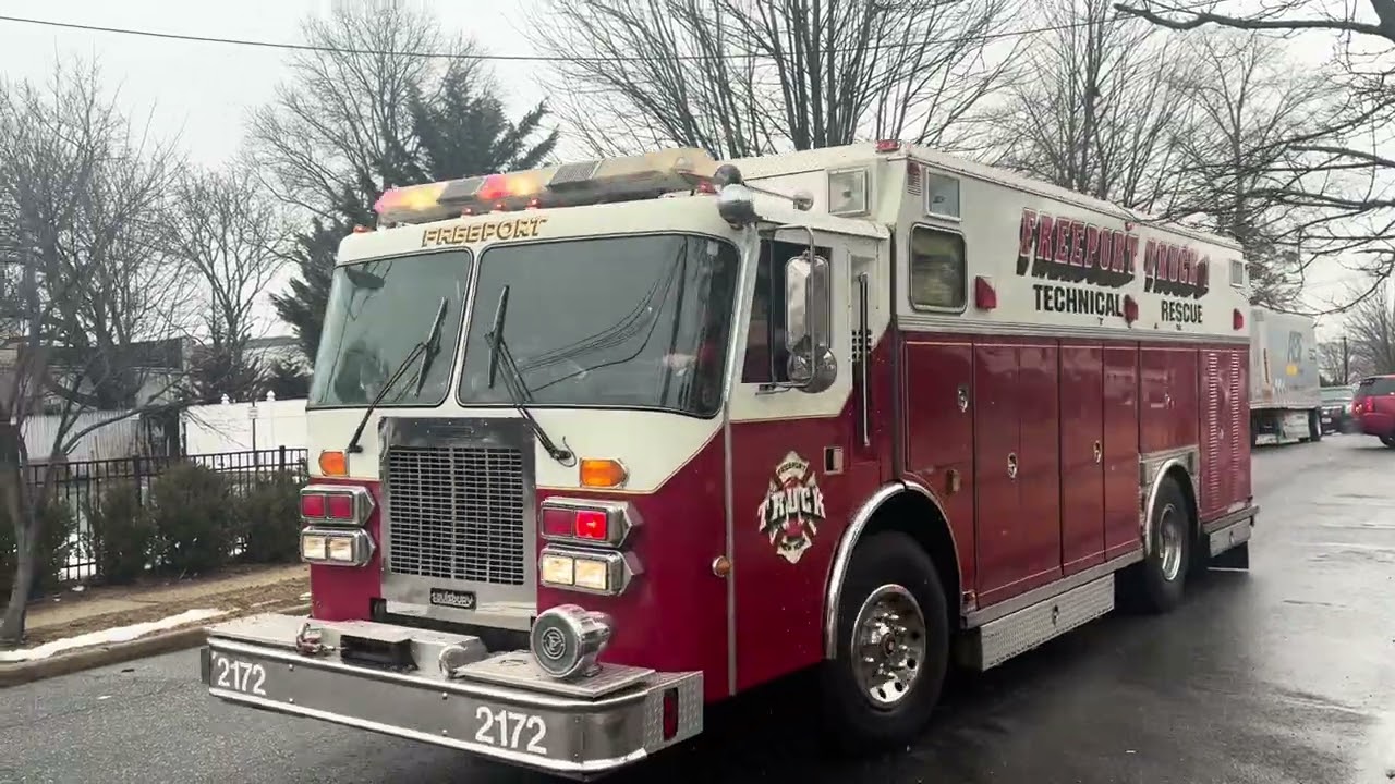 Freeport Fire Department Engine 214, Tower Ladder 217, & Rescue 2172 Returning 2/22/26
