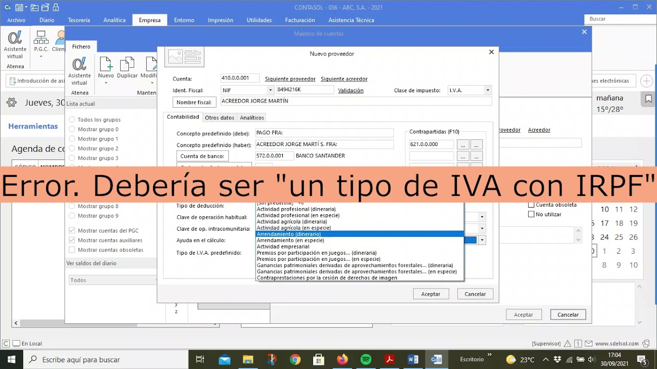 Práctica 2. Importar copia, alta clientes/proveedores y contabilizar factura de venta/compra