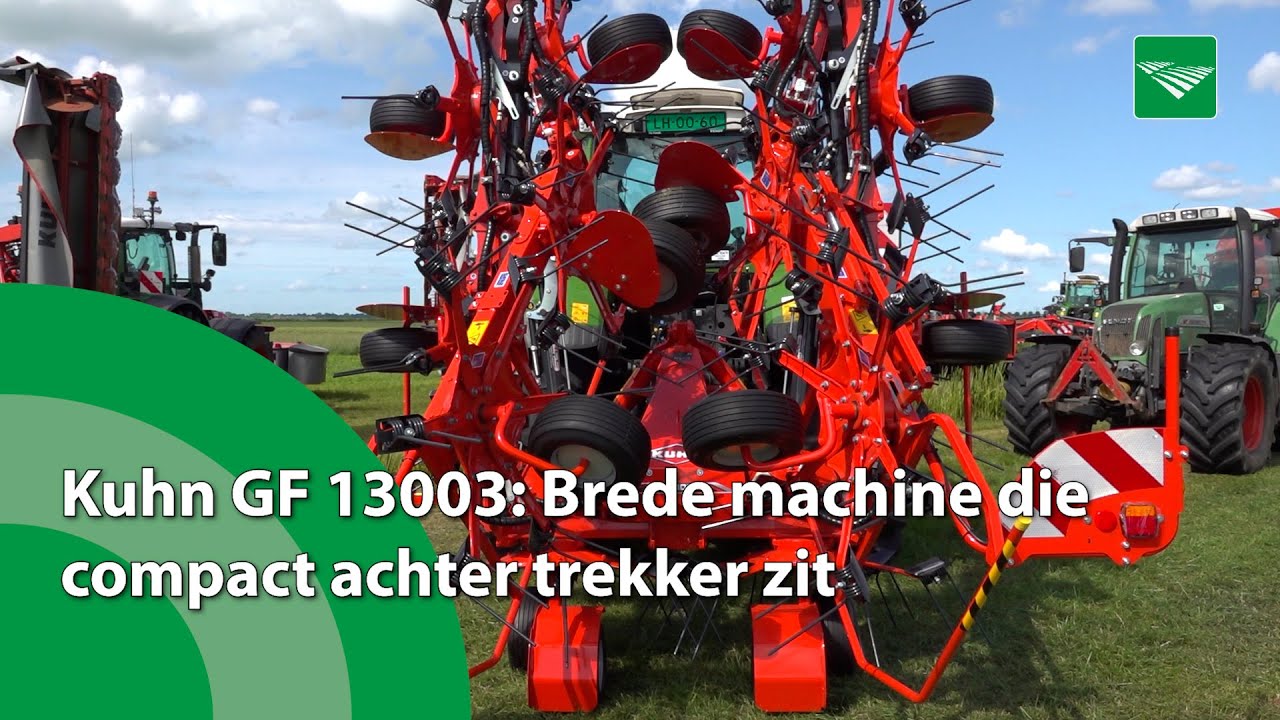Kuhn GF 13003: Brede machine die compact achter trekker zit