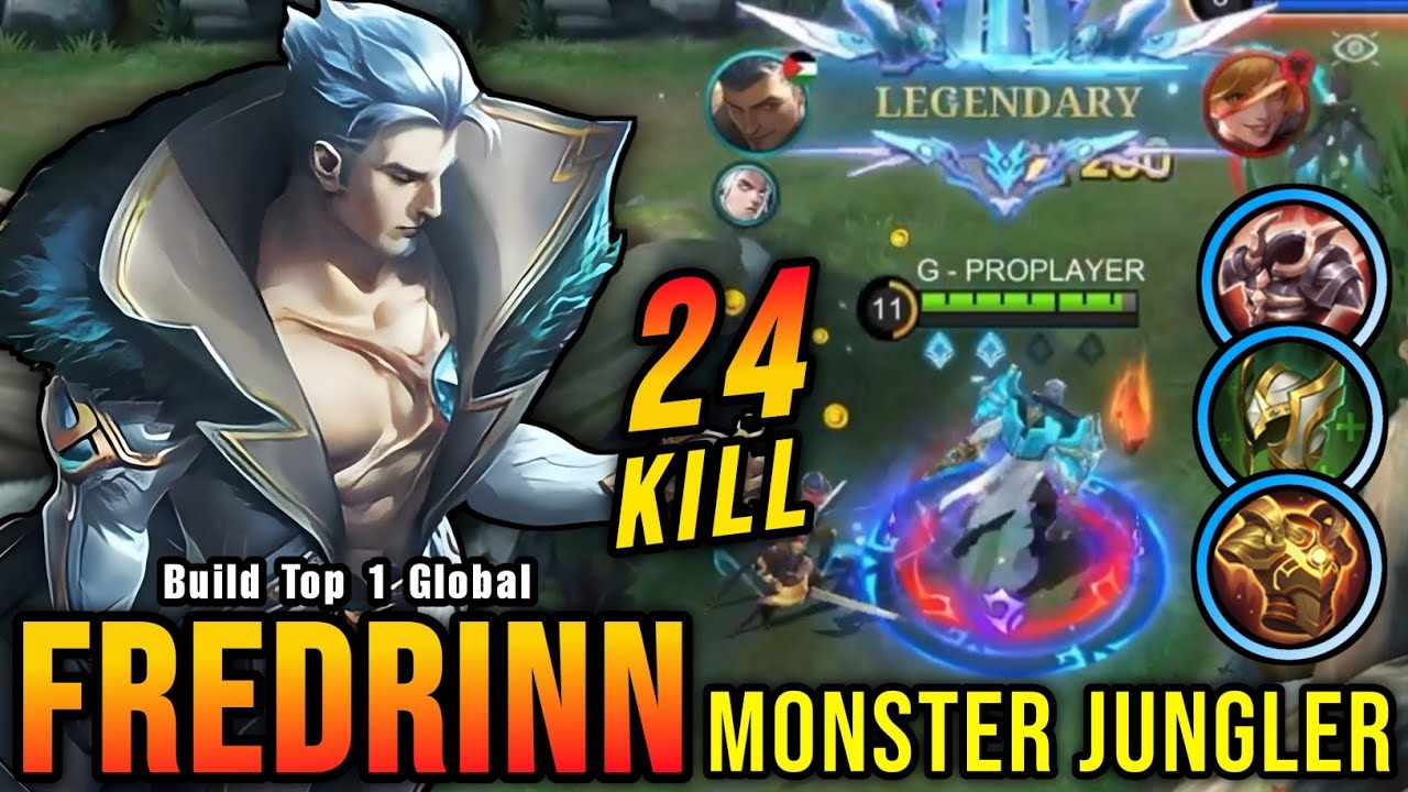 24 Kills!! Legendary Fredrinn Real Monster Jungler!! - Build Top 1 Global Fredrinn ~ MLBB