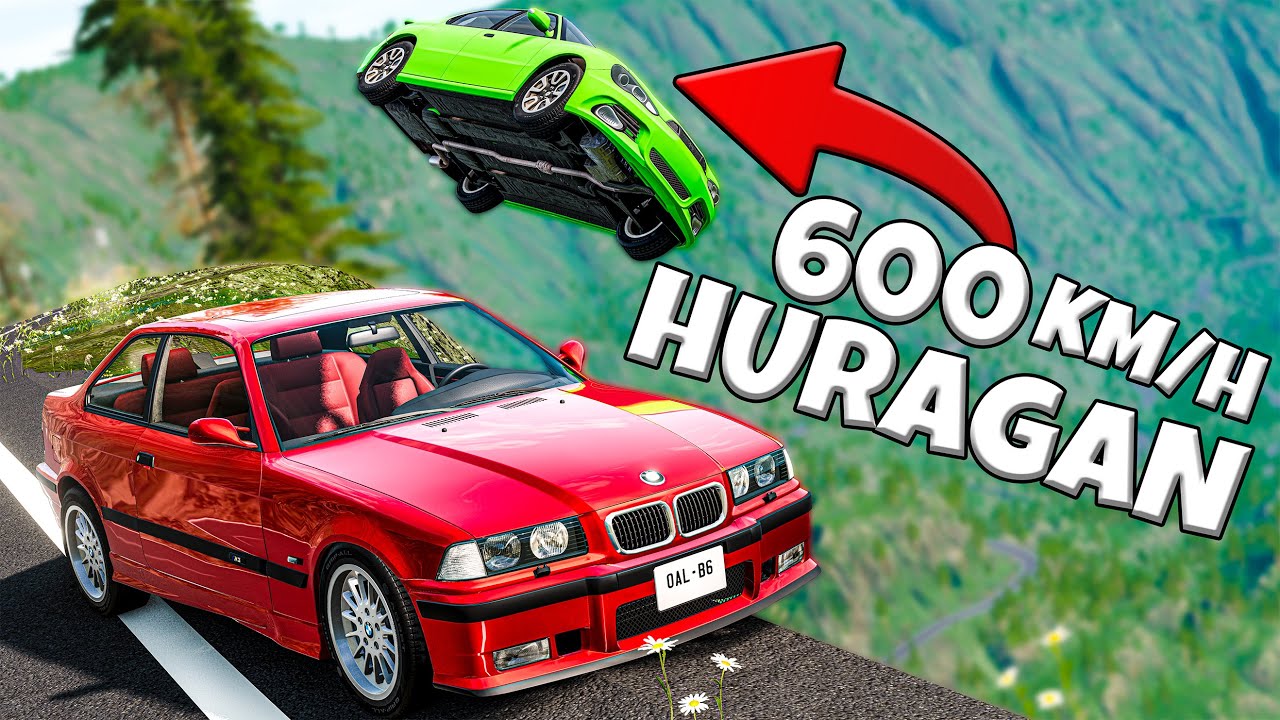 ❄️ AUTA KONTRA OGROMNY HURAGAN! SPADAJĄ Z KLIFU | BeamNG Drive |