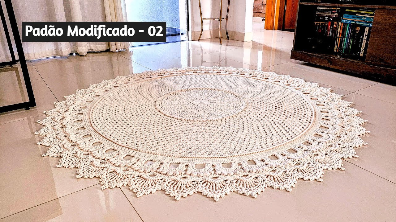 Tapete russo redondo em crochê passo a passo modificado simples e fácil 02