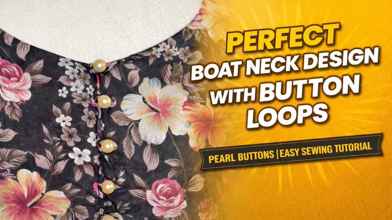 Boat Neck with button Loops design | Pearl Buttons | Beautiful boat neck design
