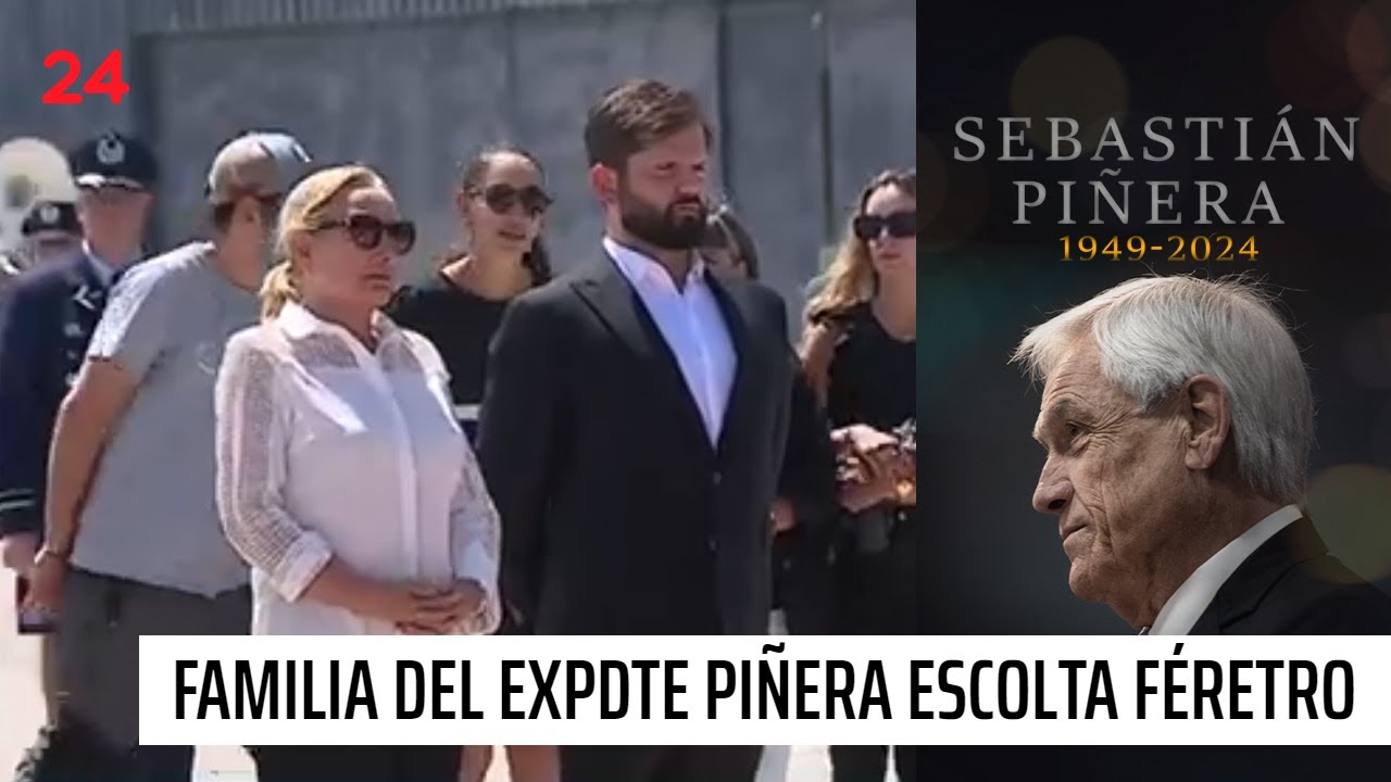 Familia del expresidente Piñera escolta féretro en su llegada a Santiago | 24 Horas TVN Chile