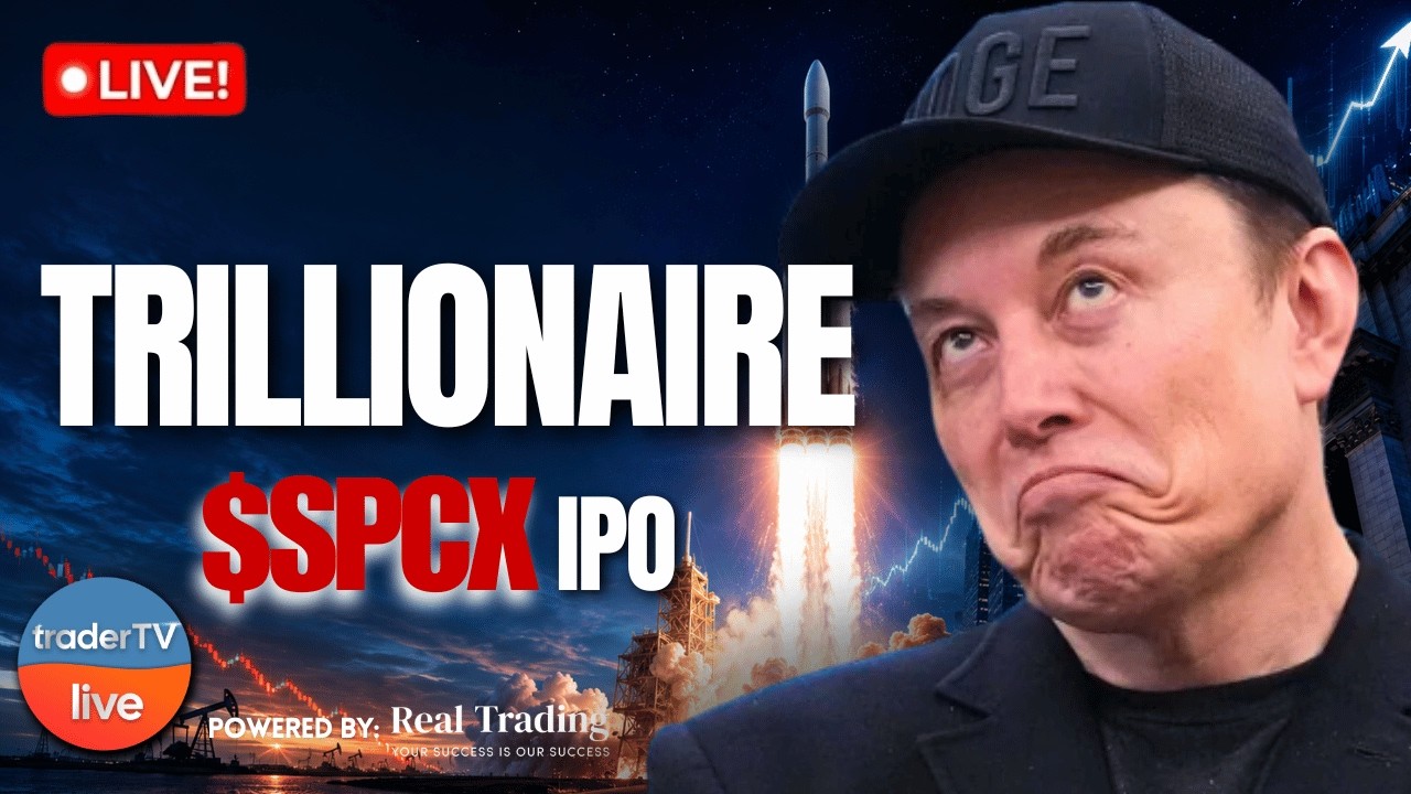 $SPCX Goes Vertical! SpaceX IPO Rips 25%+ as Traders Pile In | Stock Market Live
