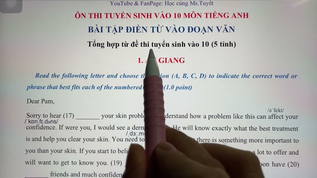 Bài 1 đến Bài 5 - 30 Bài điền từ vào đoạn văn - Luyện thi ts vào 10 môn Tiếng Anh