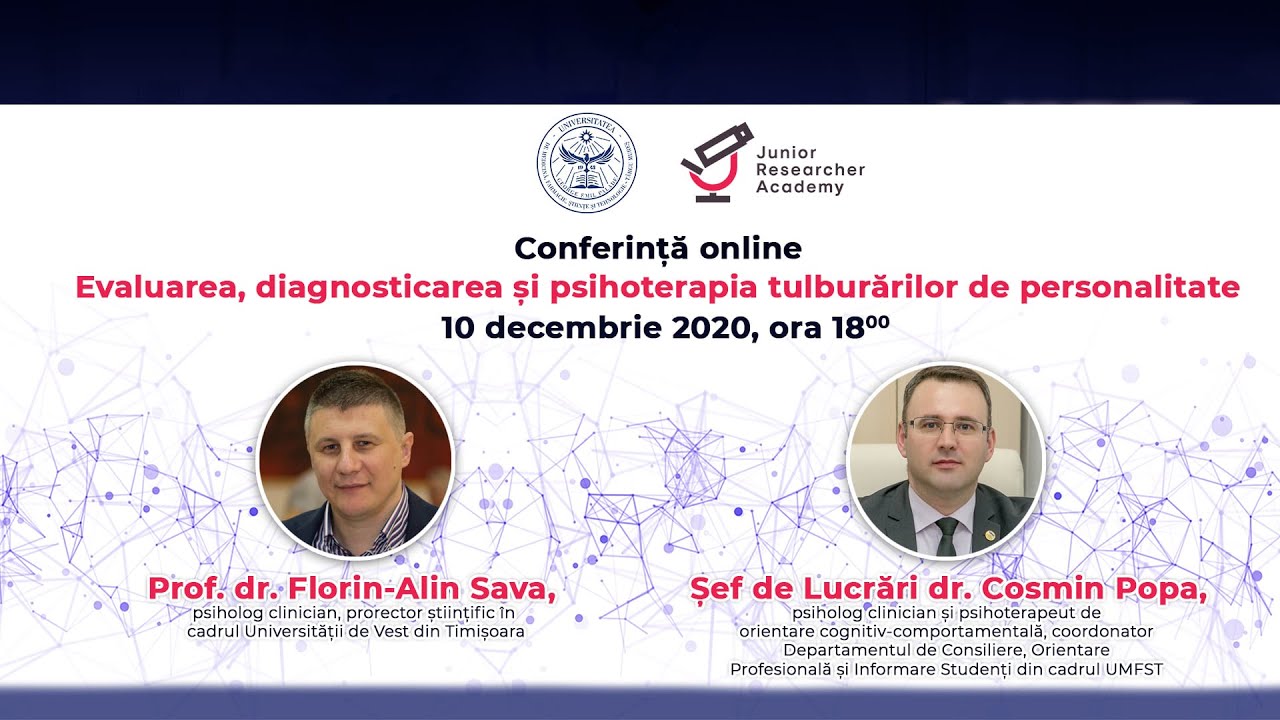 Conferința online - Evaluarea, diagnosticarea și psihoterapia tulburărilor de personalitate