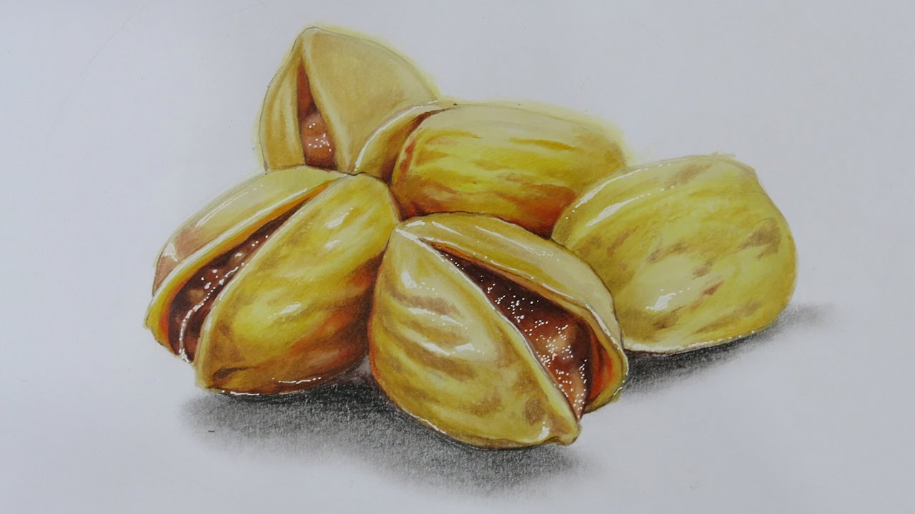 How to Draw Realistic Pistachio Nuts | Time Lapse