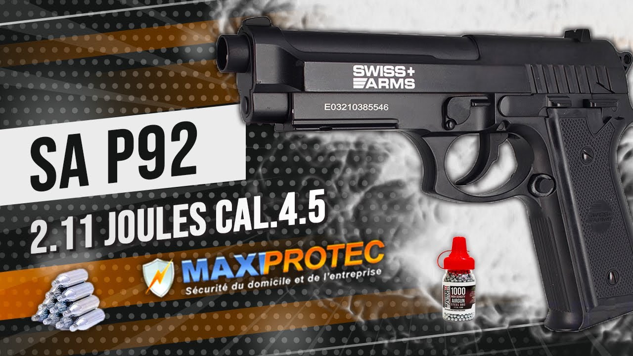 Zoom sur la puissance du Pistolet SA P92 Swiss Arms CO2 !