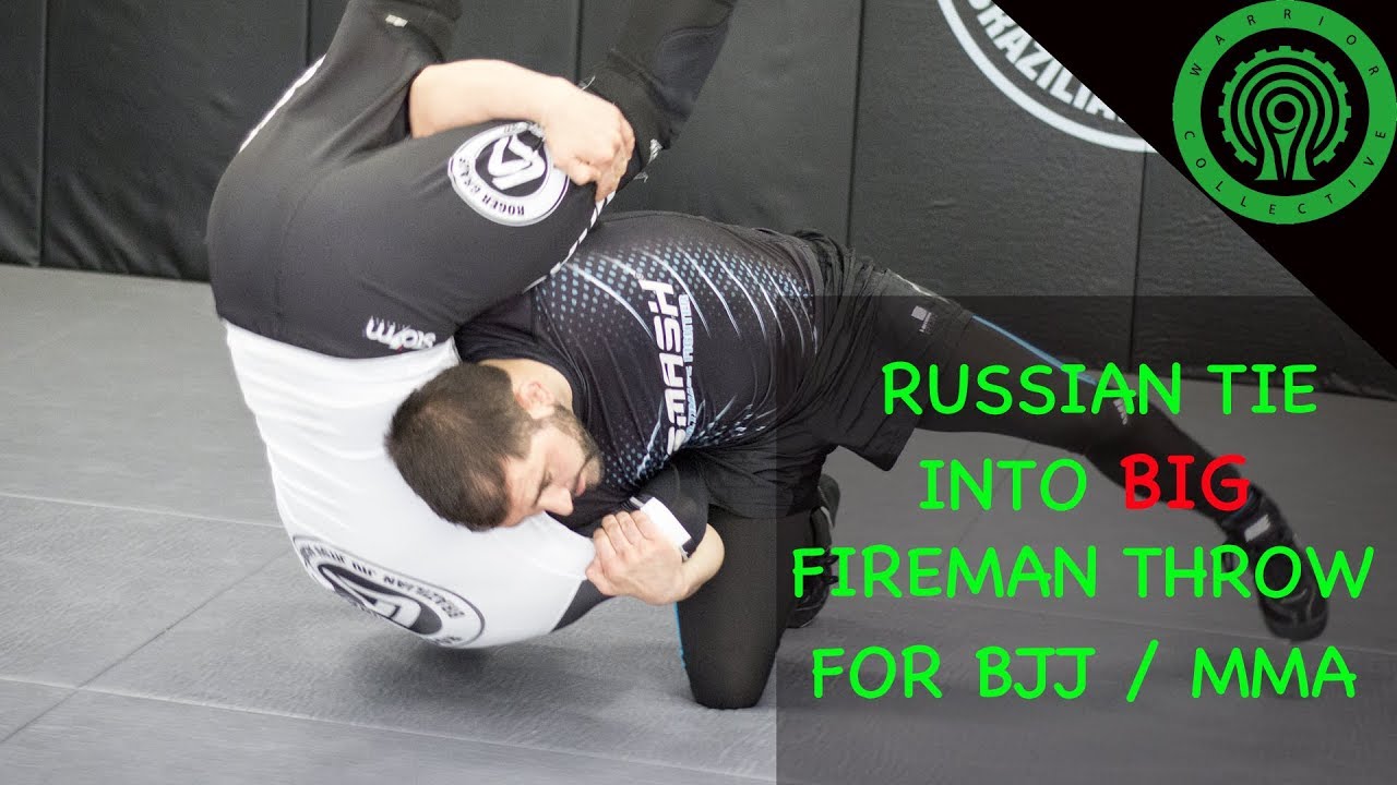 Wrestling Using the Russian Tie to hit a Super Clean Fireman Carry Throw in BJJ / MMA