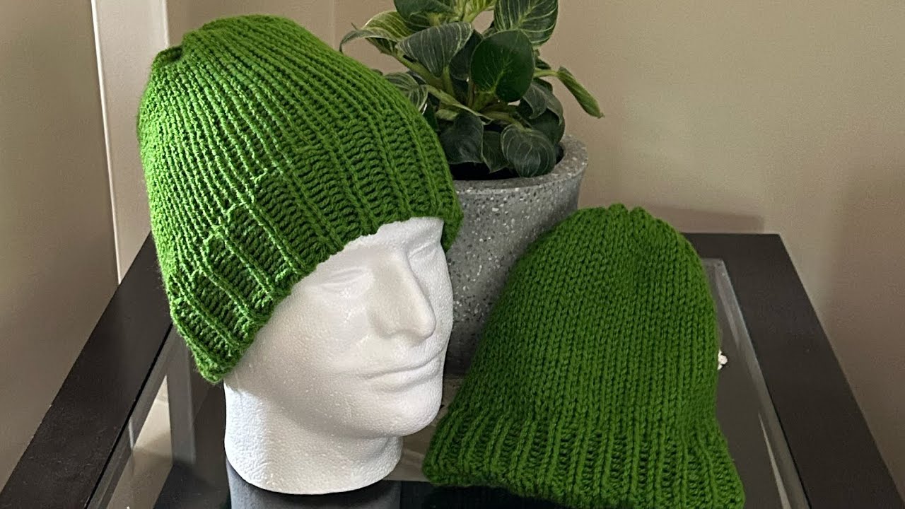 Ribbed Brim Beanie Set ~ Adult and Child ~ Addi, Sentro, Circular Knitting 🧶
