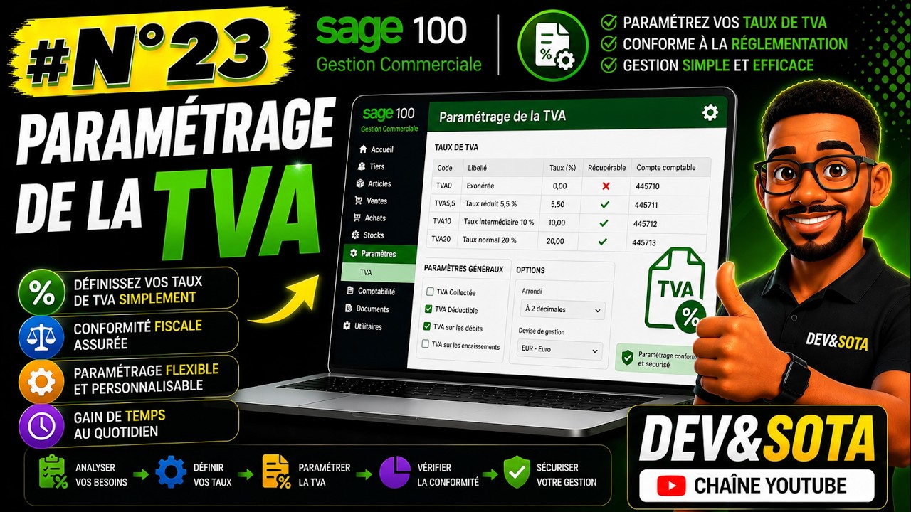 #N°23 PARAMÉTRAGE DE LA TVA  #sage  #saari #comptabilité  #comptable  #gescom