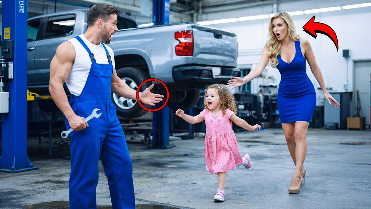 A Little Girl Rushes to Her Single Dad Fixing a Car, Calling Out 