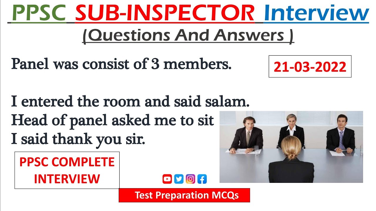 PPSC Sub Inspector Complete Interview Questions | Most Important Questions for PPSC Interview