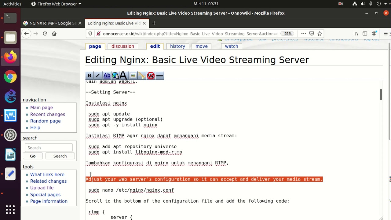 20200511 UBUNTU 20.04 membuat live streaming server nginx rtmp