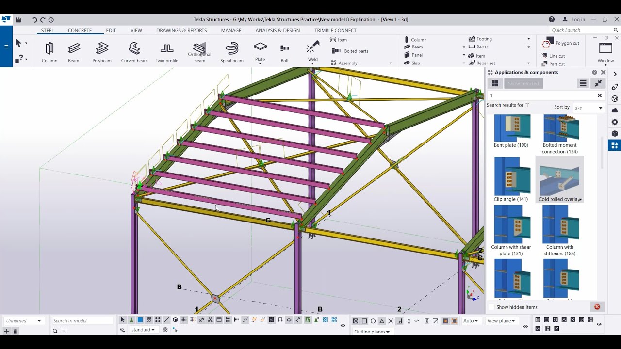 Purlins/How to be created by Tekla Structures