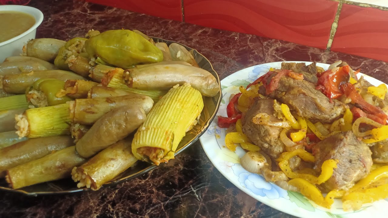احلي صنيه لحمه حكايه🔥 ومحشي مشكل احلي روايه وشوربه فريك🍲 ملهاش شريك😋💜🤗