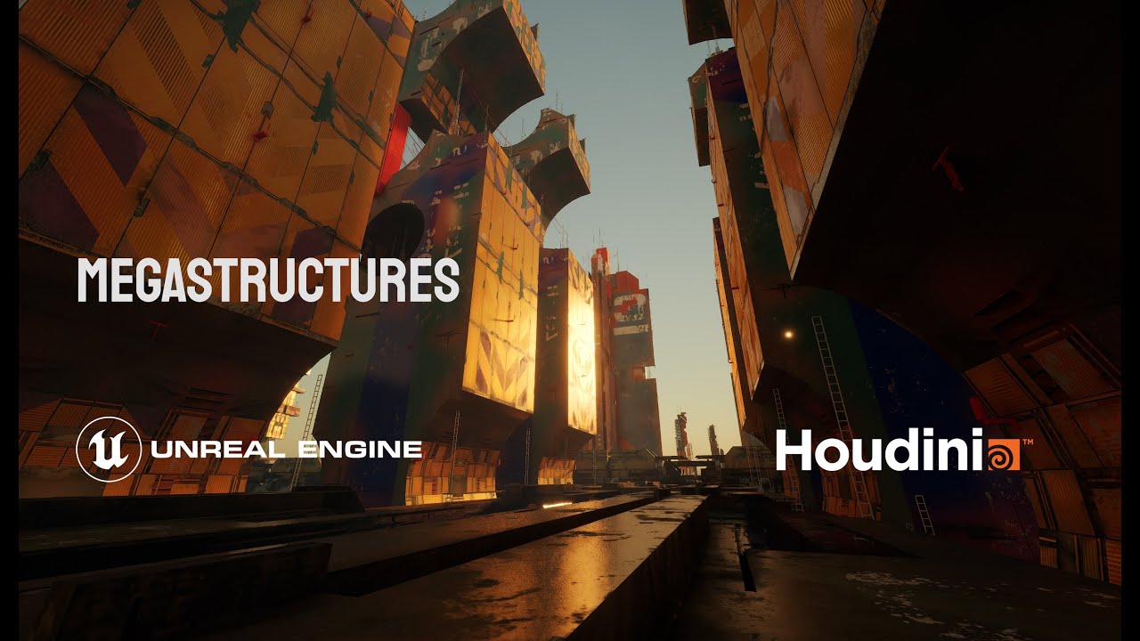 Unreal Engine 5 and Houdini MegaStructures Creation Time Lapse