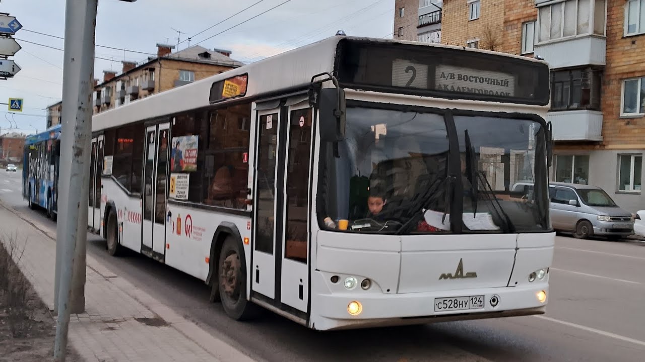 Поездка от конечной до конечной по пробкам! На автобусе МАЗ 103.465 по маршруту 2 в Красноярске!
