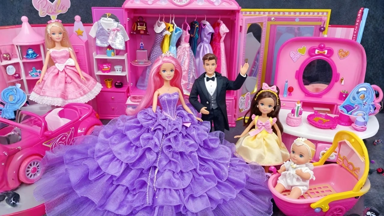 10 Minutes Satisfying with Unboxing Barbie Princess Pink Kitchen,Rock Bed Play Set Review Toys｜ASMR
