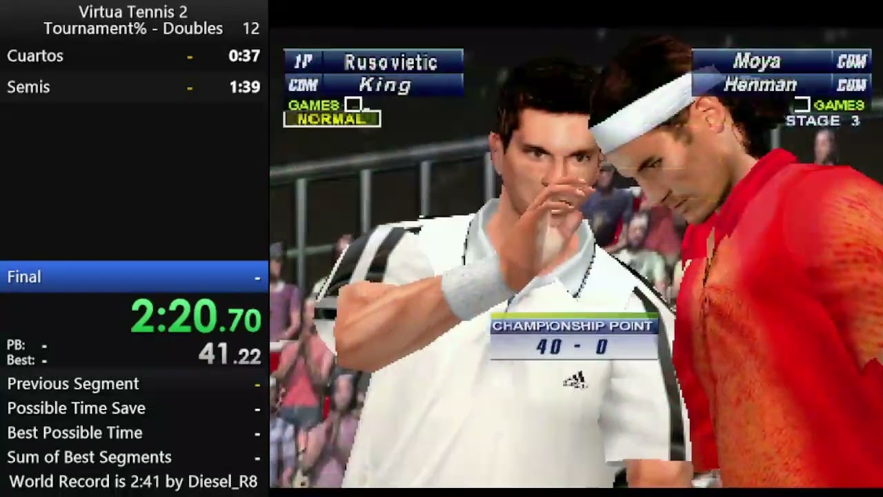 Virtua Tennis 2 Tournament% Doubles (1:48 IGT/2:30 RTA) [WR]