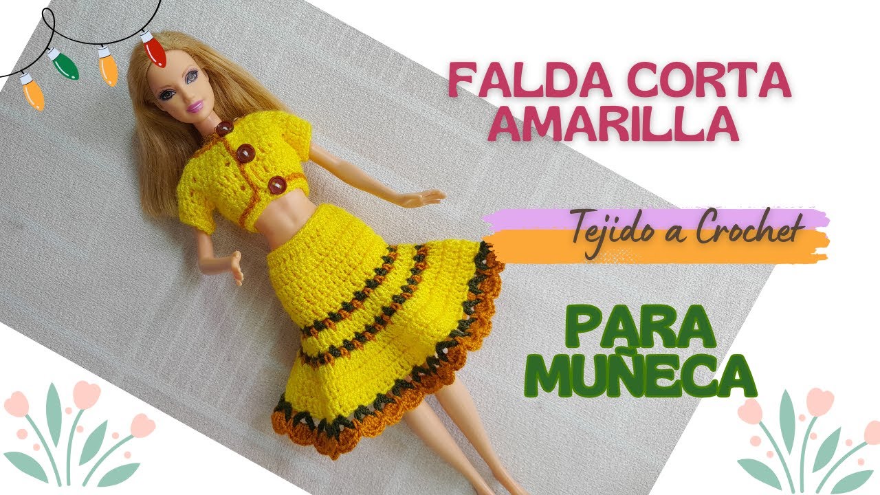 Hermosa Falda Corta Amarilla Tejida a Crochet Fácil