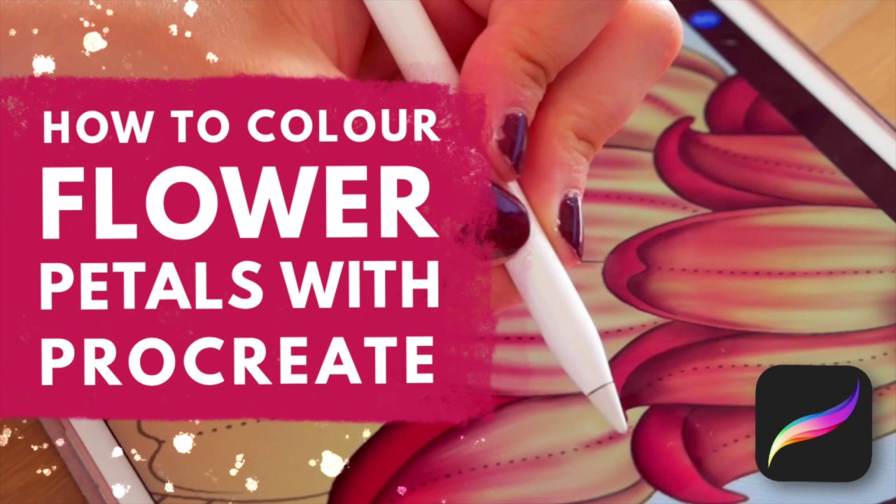 How to colour flower petals with Procreate app | Beginners digital adult colouring tutorial