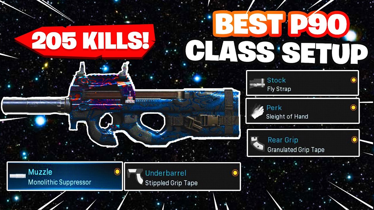 ‪205 KILLS with THE MOST OVERPOWERED P90 CLASS SETUP.. (Best P90 Class Setup) COD MW‬
