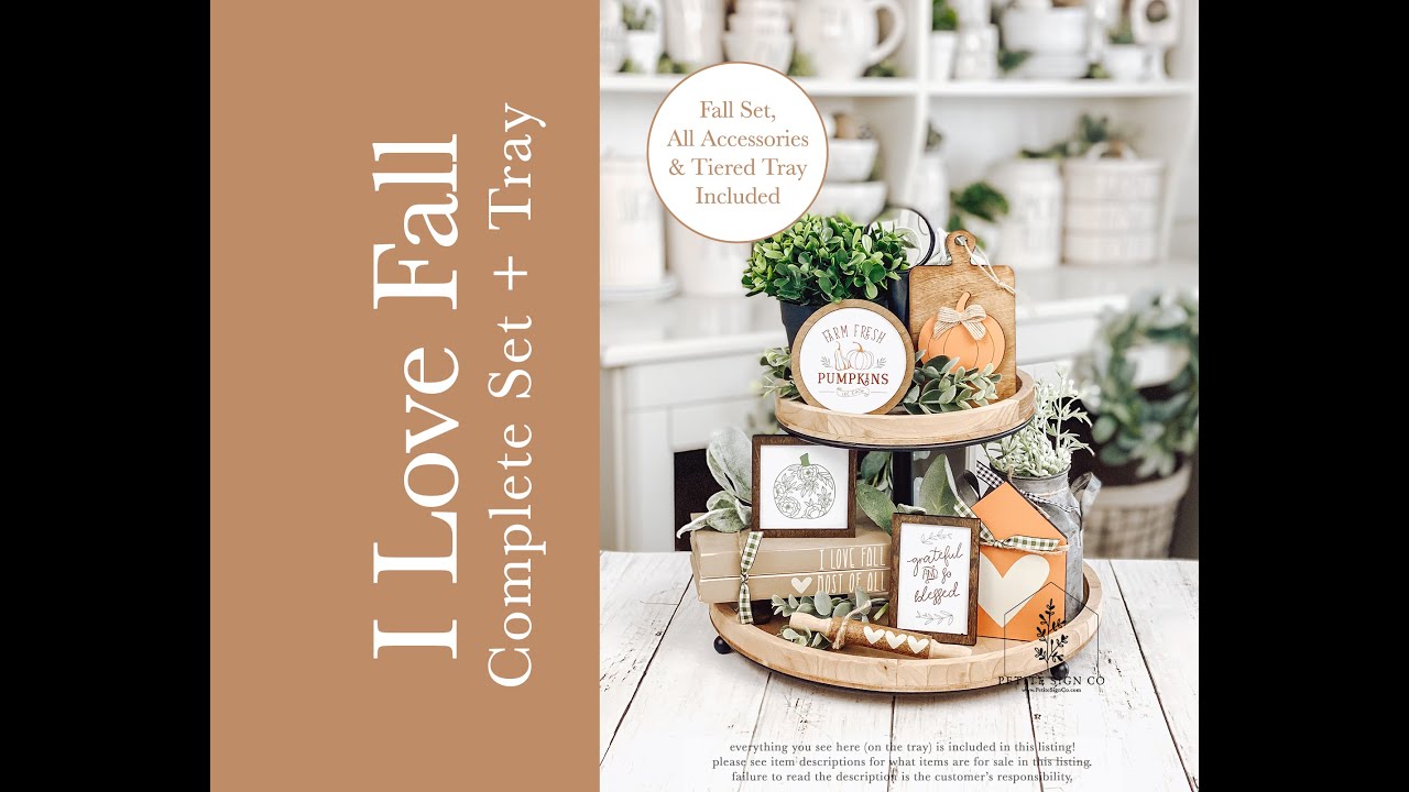 Fall Tiered Tray Decor Bundle For Thanksgiving or Autumn Decorative Trays.