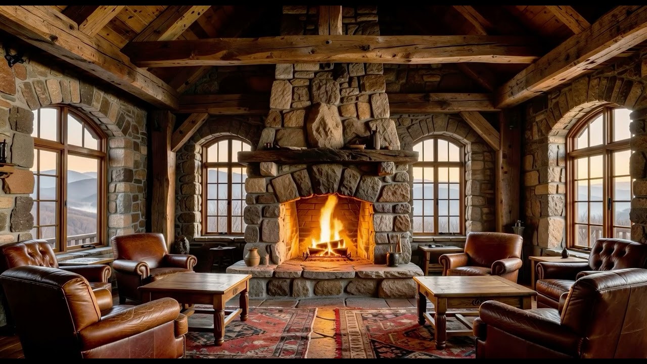 1 Hour Cozy Cabin Fireplace  Crackling Fire Sounds | Relaxing Fire Ambience for Sleep, Study & Relax