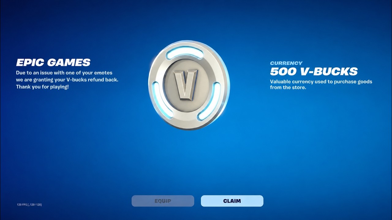 Fortnite is giving players 500 Vbucks Refund as compensation