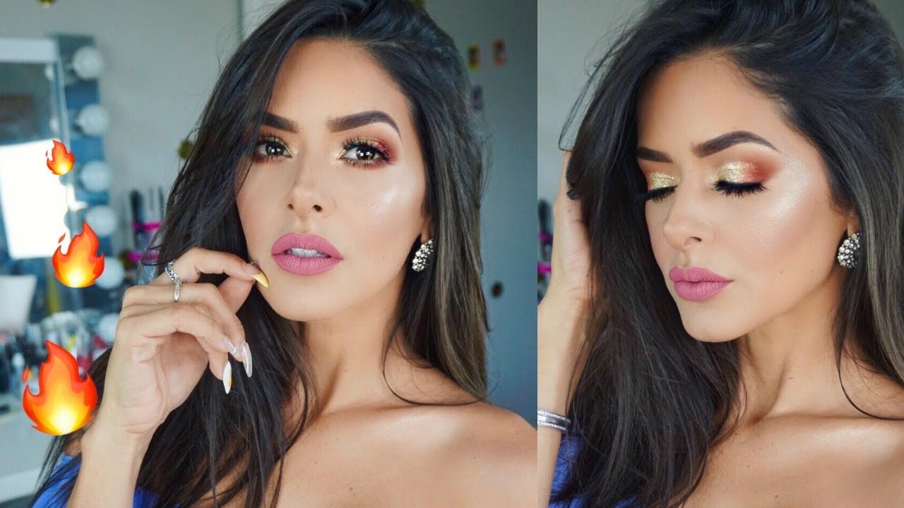 GLOWY GLAM SUMMER MAKEUP | HUDA BEAUTY ROSE GOLD PALETTE | YANIRA GISELLE