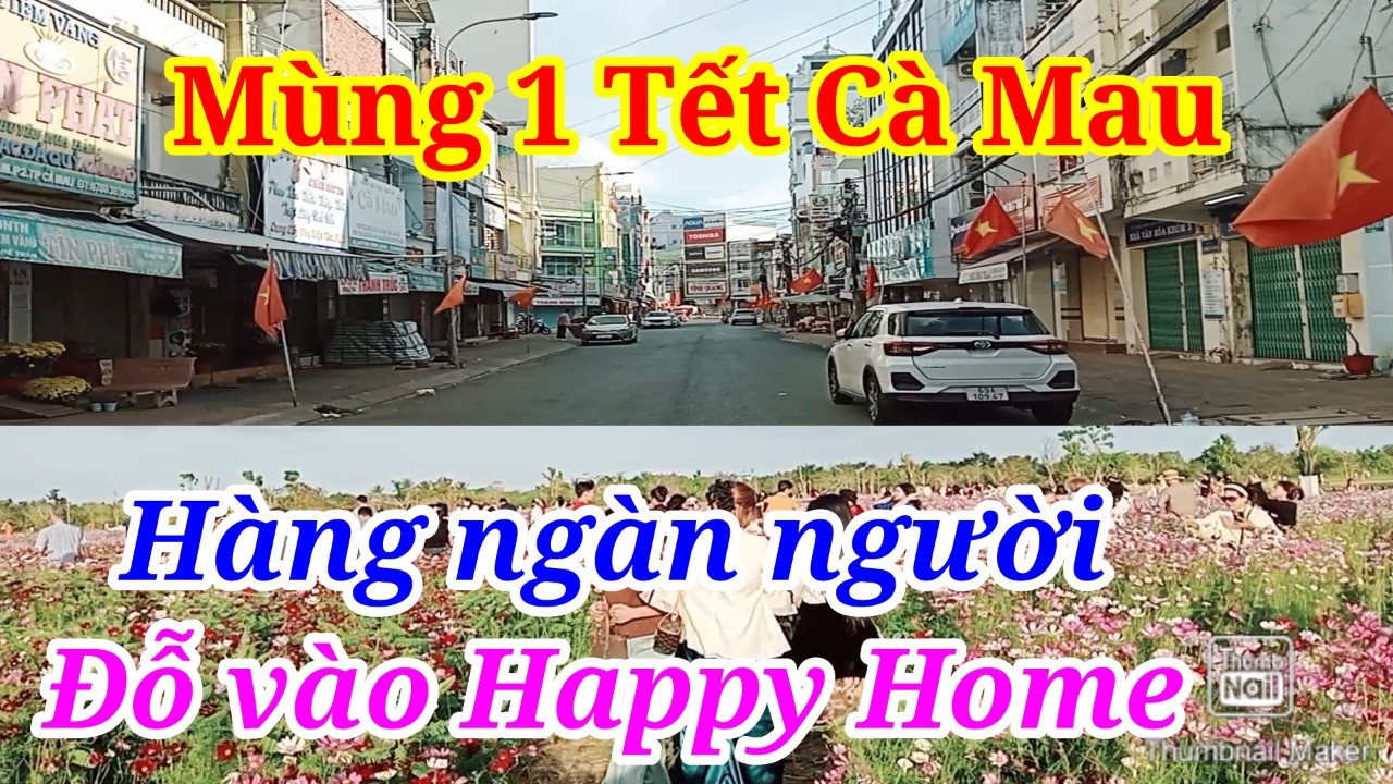 Mùng 1 Tết Cà Mau 2026 S.Ố.C Hàng Ngàn Người Đỗ Về Cánh Đồng Hoa Ở Happy Home