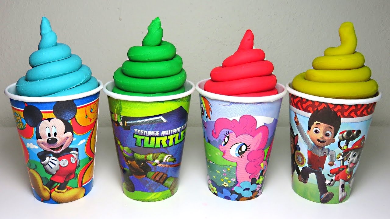 Play Doh Ice Cream Cupcakes Surprise Eggs Toys My Little Pony Pocoyo Mickey Mouse Creative for kids