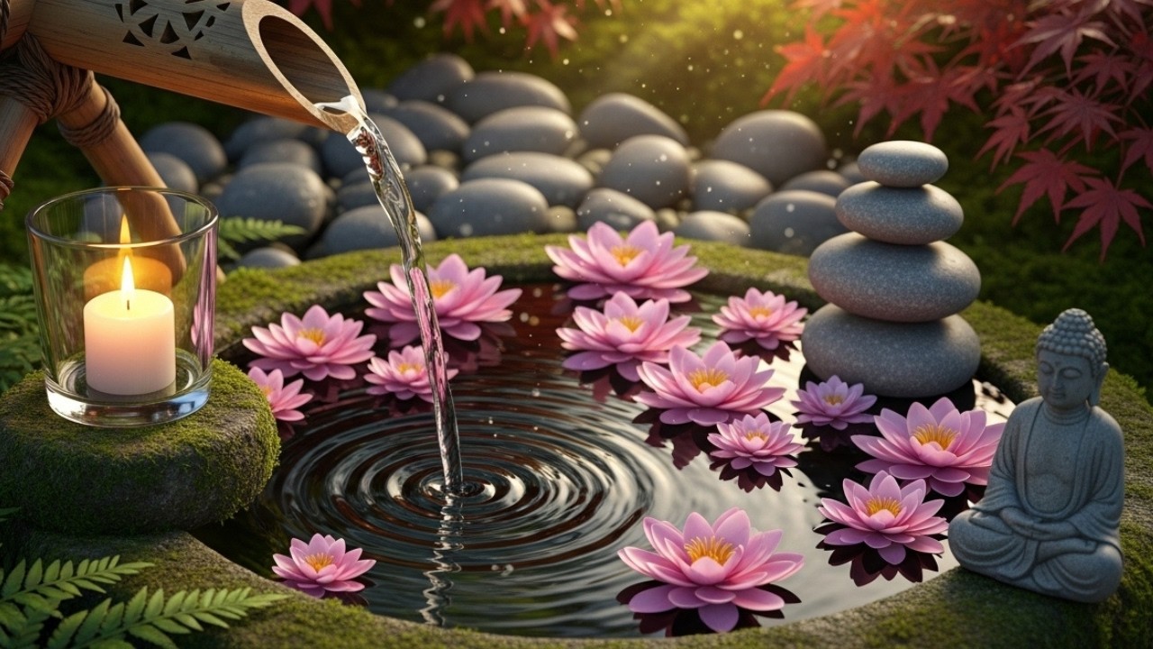 Nhạc Thiền Tĩnh Tâm Dễ Ngủ 🌿 Âm Thanh Nước Chảy Ống Tre Chữa Lành | Relaxing Music, Deep Sleep