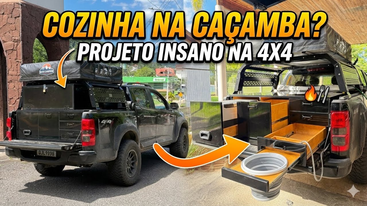 Construímos uma COZINHA na CAÇAMBA da nossa CAMIONETE e mostramos todos os DETALHES 😱🥵