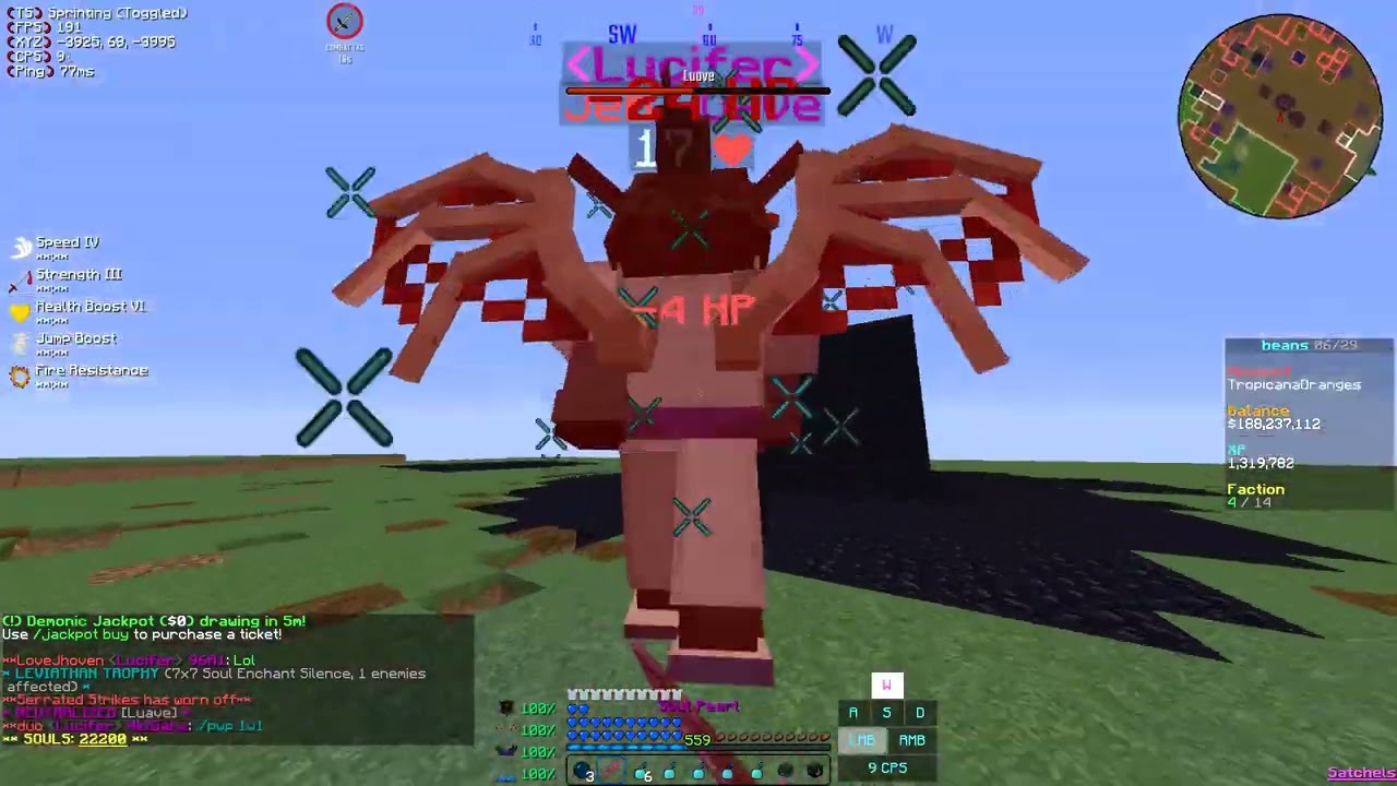 Rusty Minecraft Player Getting Maxed Minecraft Kills | DemonicPvP (CosmicPvP  Test)