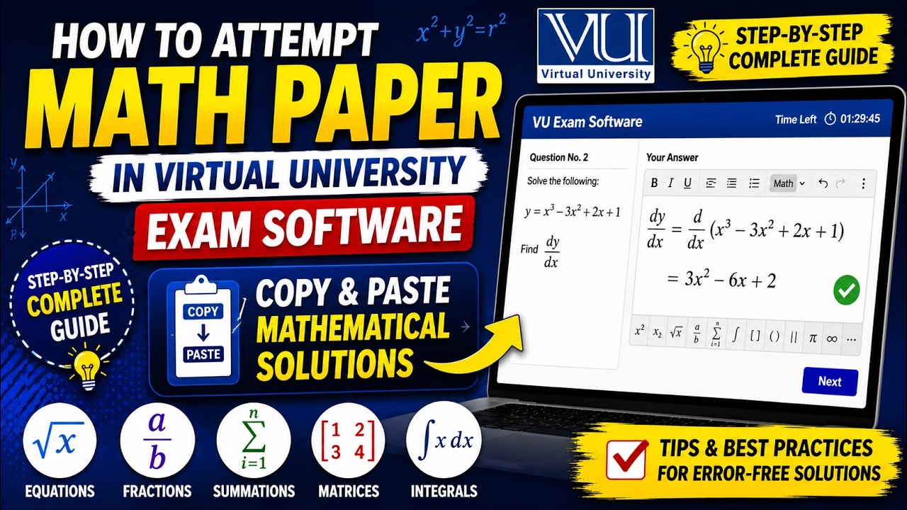 How to Solve Mathematics Paper in VU Exam Software | Complete Step-by-Step Guide
