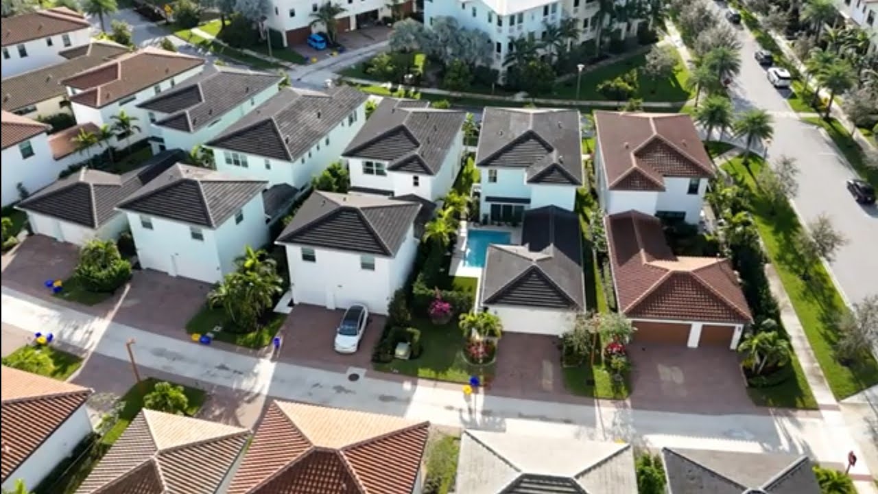 4K Drone of Alton Palm Beach Gardens Fl new construction single family homes and townhomes by Kolter
