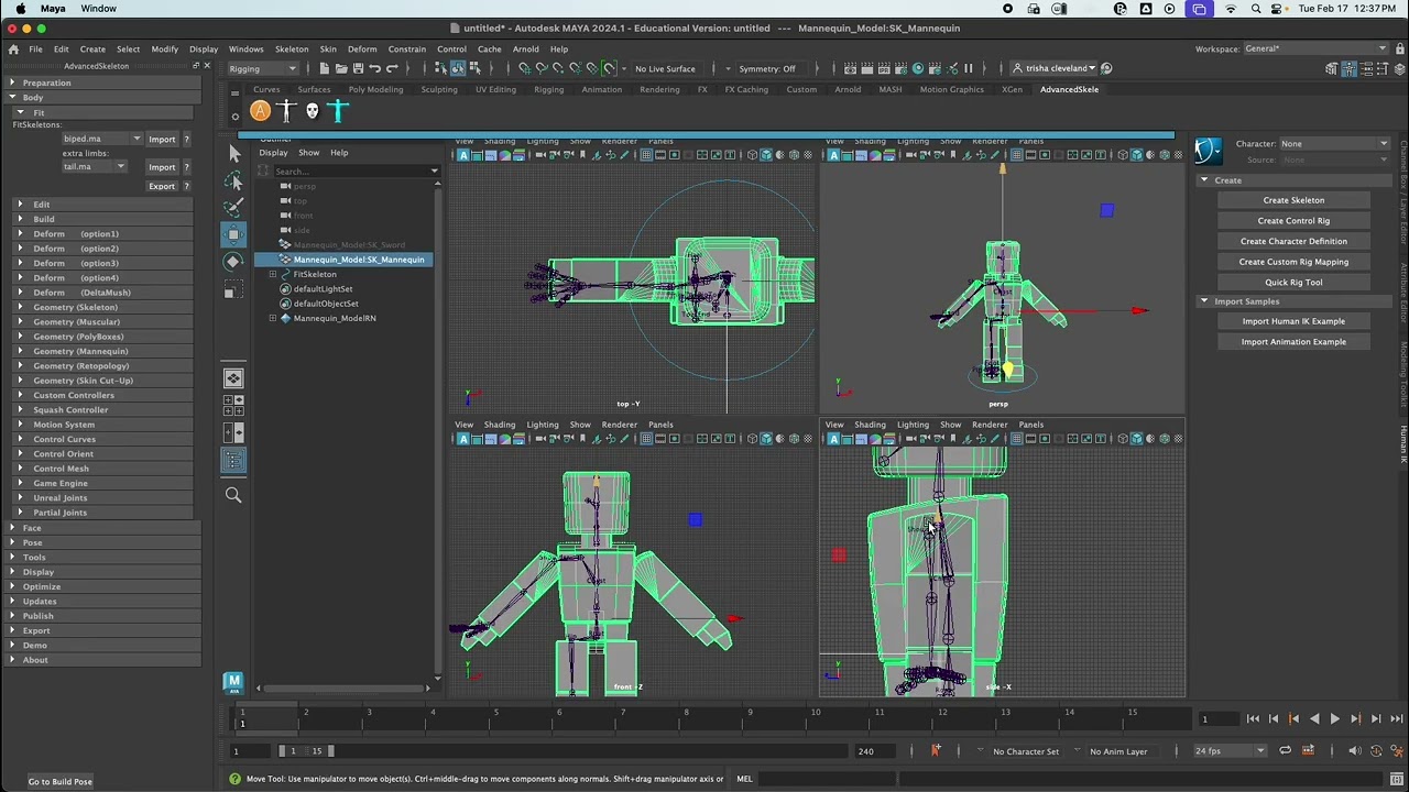 Maya Rigging - Using Advanced Skeleton