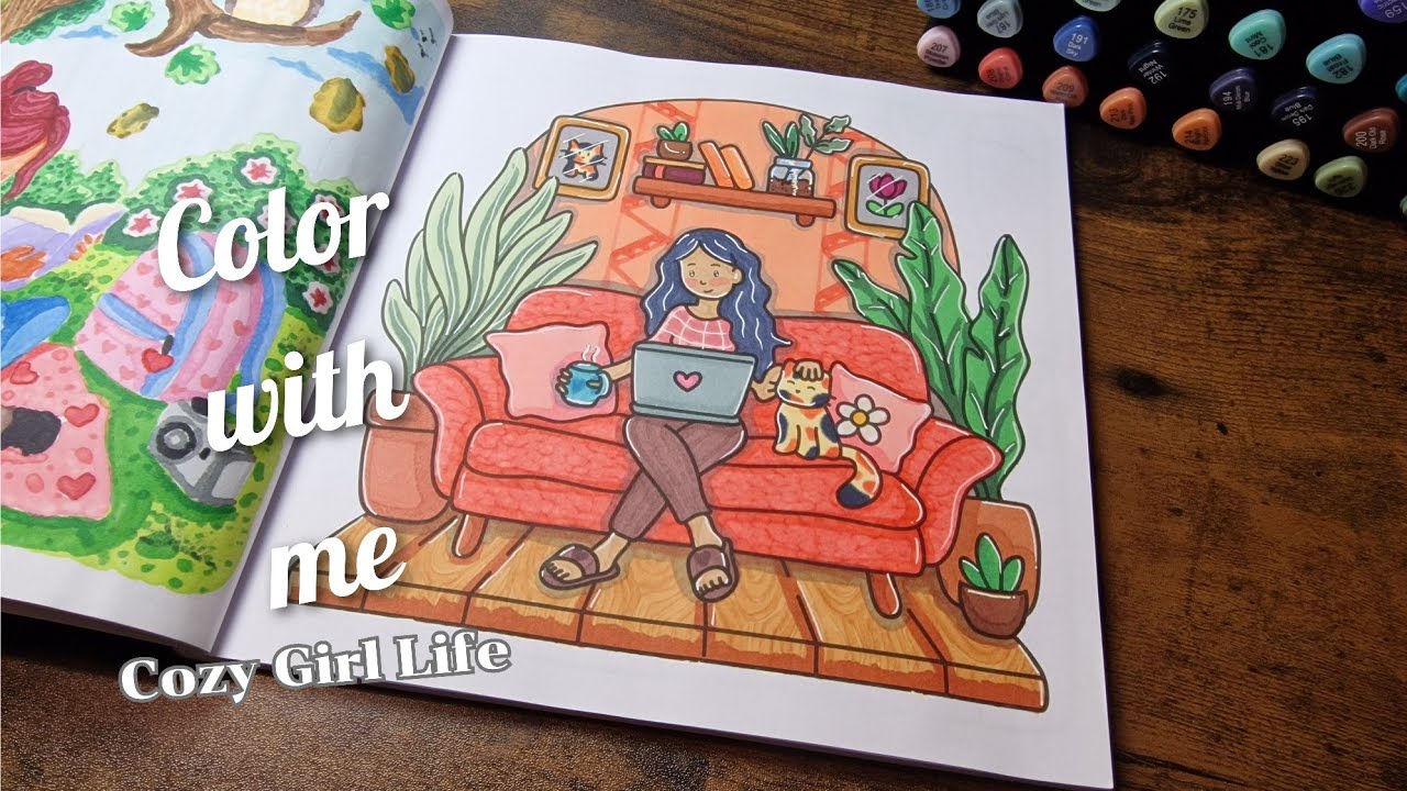 Color with me : Cozy Girl Life - Page 2 | piano music background 🎹 | Relaxing
