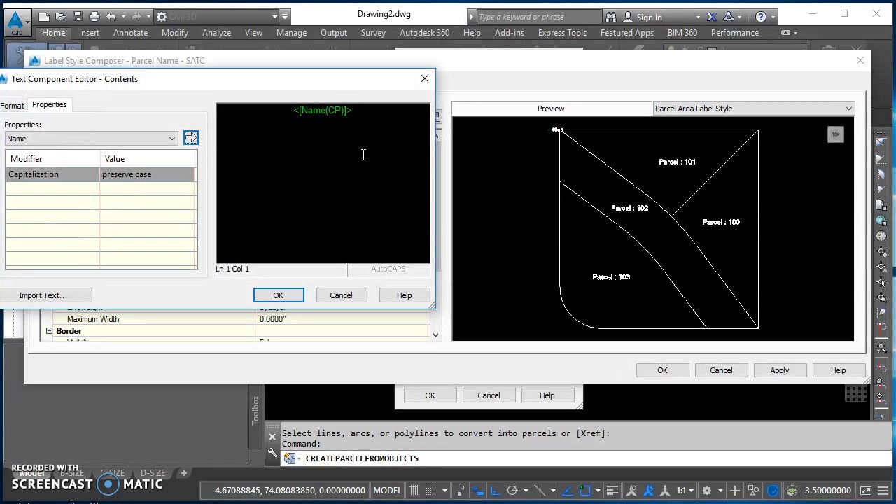 Creating a Parcel and Label in Civil 3D