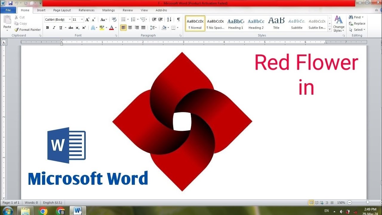 How to draw a red shaded flower in MS Word